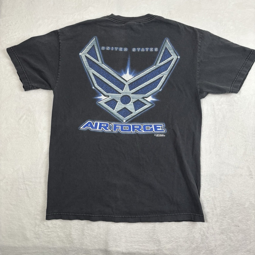 VTG Y2K 7.62 Design United States Air Force USFA Black SS Graphic Shirt Men's L